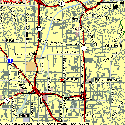 Map to Son Light Christian Center, Orange, CA